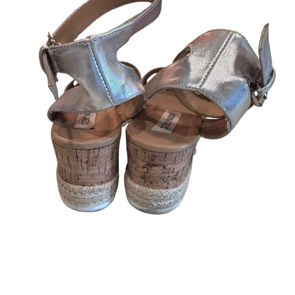 Steve Madden Silver Espadrille Sandals Size 11 - Picture 4 of 7